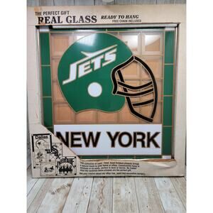 Vintage New York Jets Real Glass Framed Picture New Old Stock 16"x18"